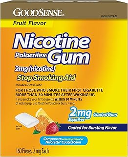 Coated Nicotine Polacrilex Gum, 2 mg (Nicotine), Stop Smoking Aid, Fruit Flavor