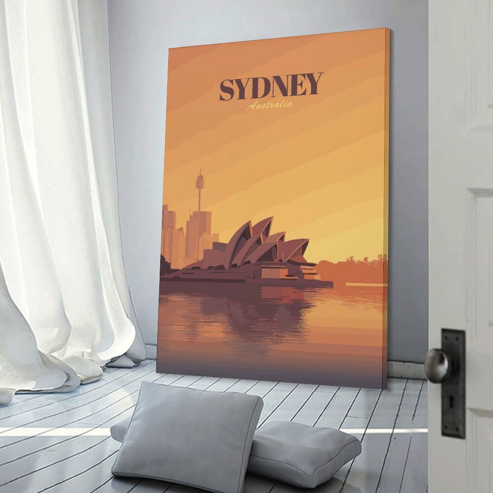 Junmoney Sydney, Australia Skyline Illustration Home Decor Wall Art, 20x30inch(50x75cm), for Living Room, Bedroom Or Home Office, Home Decor Gift with Stylish Appeal
