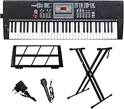 Kit Teclado Musical Portátil 61 Teclas Rhythmic 80 Bluetooth com Suporte em X