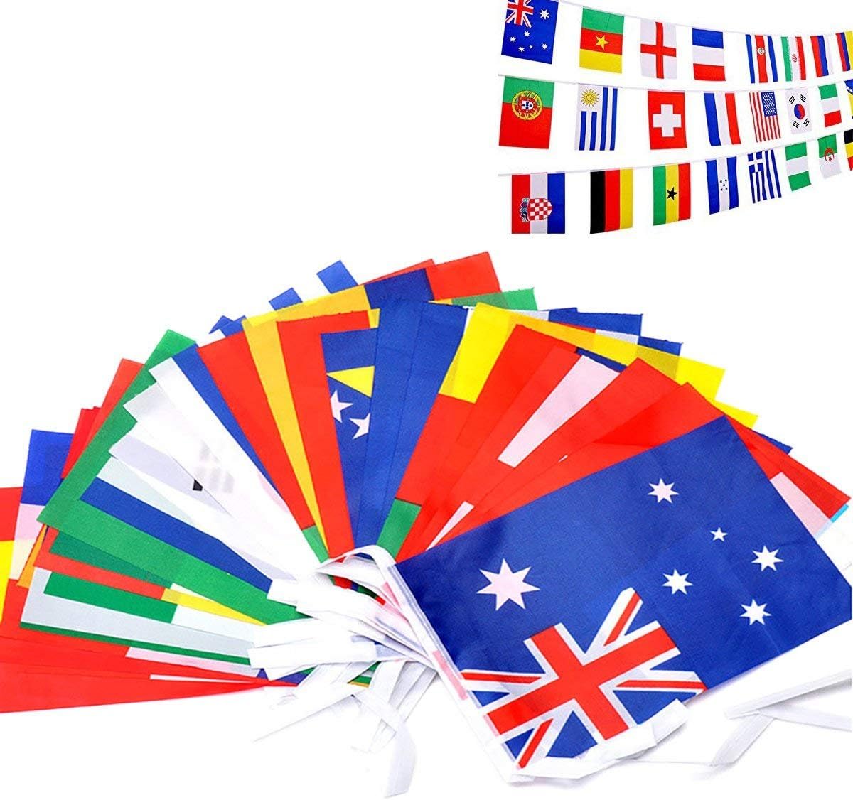 International Flags, Russia 2018 FIFA World Cup String Flag Banner 32 PCS Countries Flag Bunting 29.6 Feet 8" x 12" for Bar Home Party Decorations
