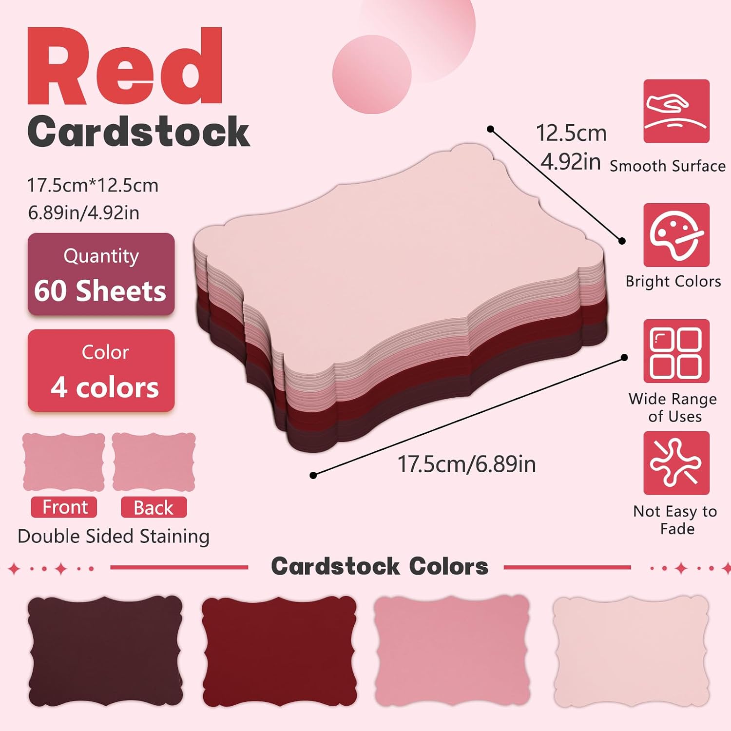60 Sheets Pink Cardstock, 5x7 Blank Cards Cardstock Paper, Thick Colored Blank Cards for Greeting Invitations Card, Wedding, Seating Charts & DIY Crafts