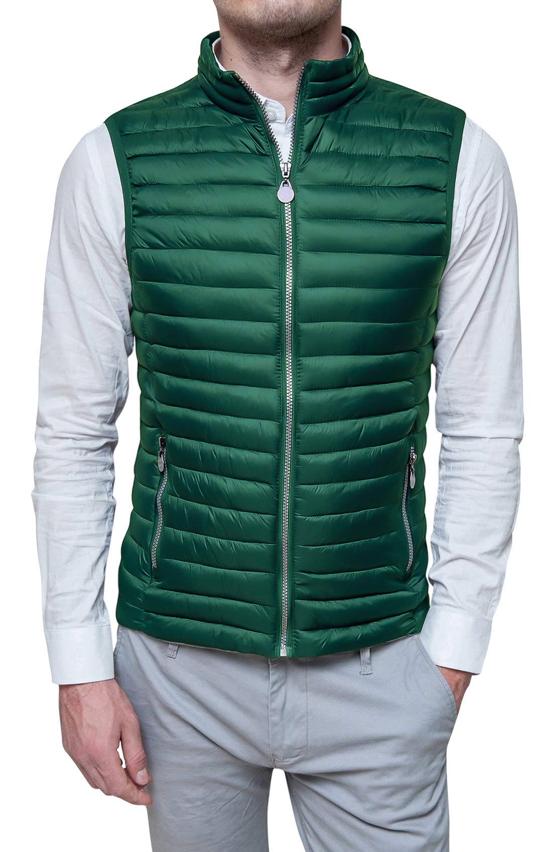 Evoga Men's Down Jacket Casual Sleeveless Vest Slim Fit Jacket
