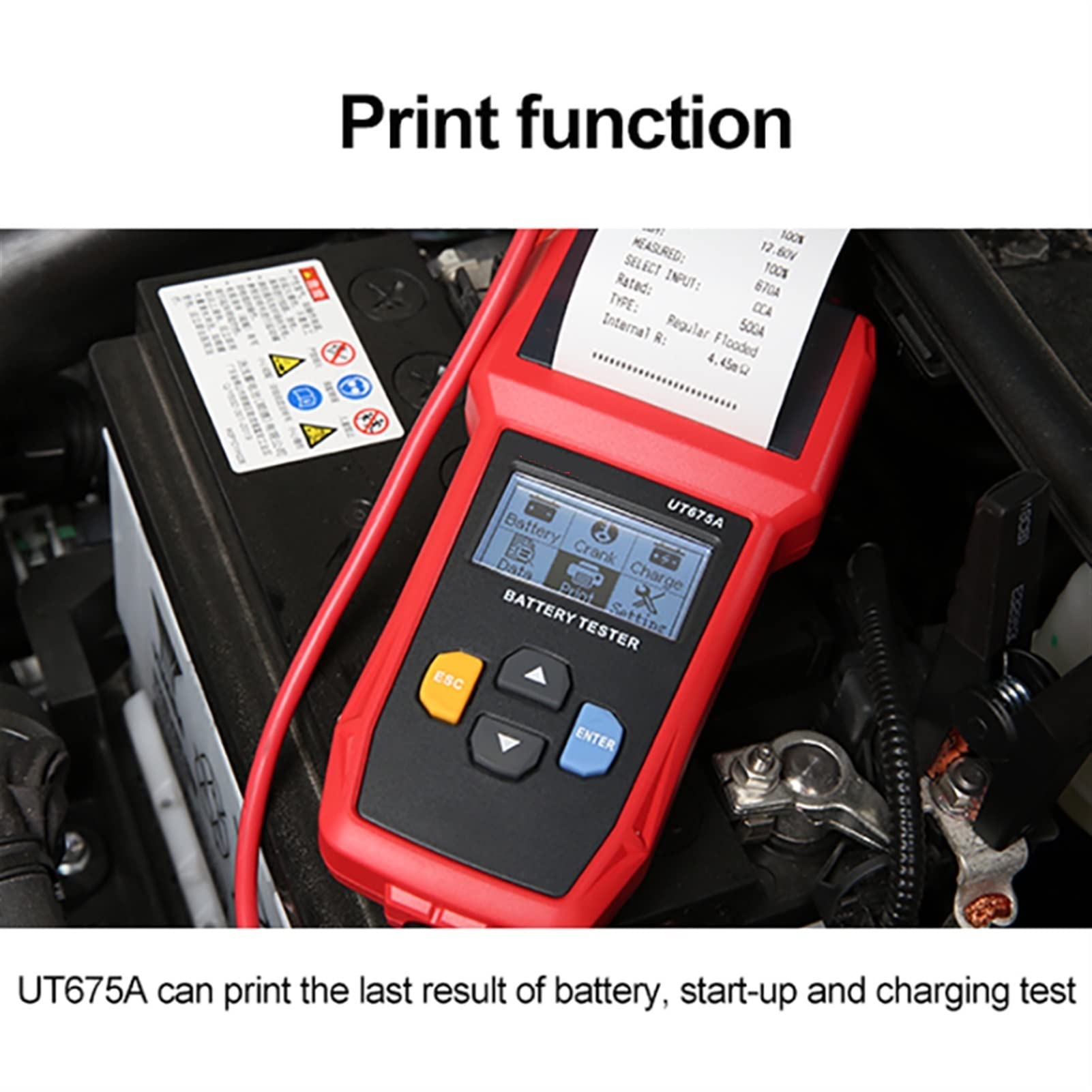 Comprobador de baterias de coche Probador de batería de coche Ut673a ut675a 12v 24v dc Prueba de arranque del circuito de carga del medidor de la batería del medidor de la capacidad del examen(UT675A)