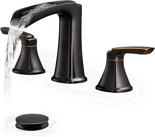 Grifo de cascada de latón, grifo de fregadero de baño de bronce aceitado, grifo de baño generalizado de 5 a 16 pulgadas, grifos de baño de 2 manijas
