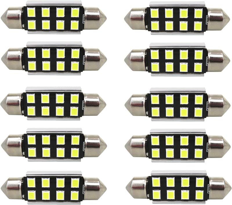 Lâmpada LED C5W WLJH 39 mm branca para luz interna e leitura – Kit com 10 unidades