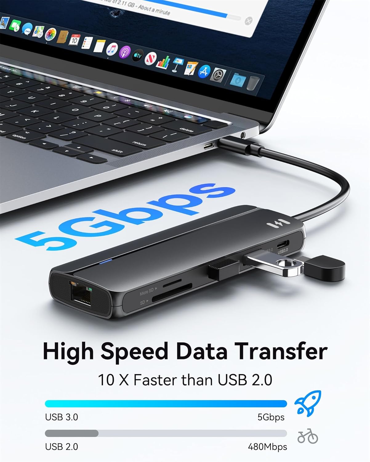 Selore Docking Station for MacBook Pro/Air, 10-in-1 Dual HDMI Adapter for Mac, USB C Hub for MacBook Docking Station Dual Monitor with 2 HDMI, Ethernet, PD,USB-C, 2 USB-A, SD/TF for M1/M2