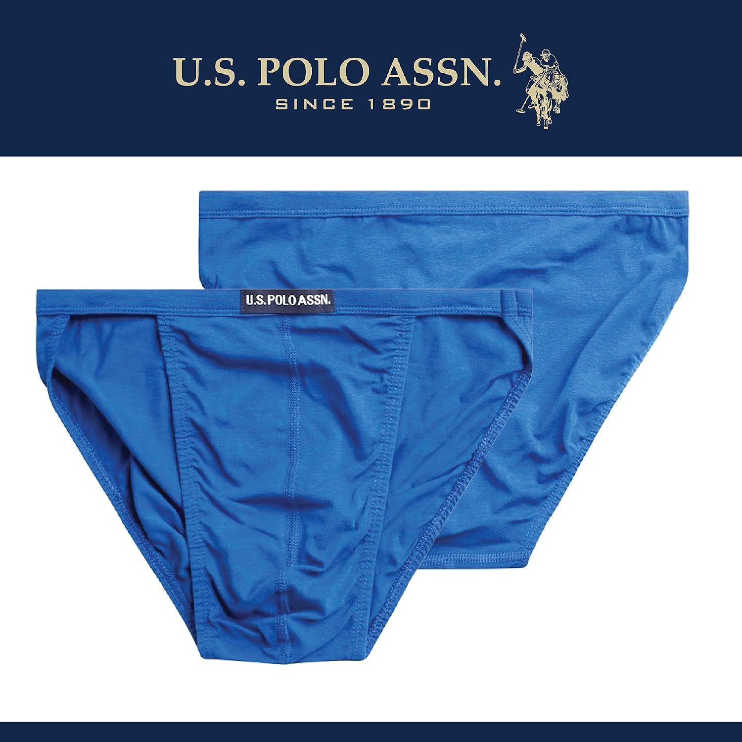 U.S. Polo Assn. Mens Bikini Underwear - 12 Pack Cotton Blend String Classic Stretch Mens Brief with Contour Pouch