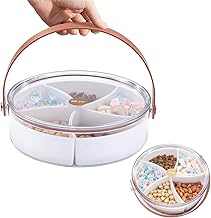 علبة تسالي أنيقة متعددة الأقسام مع غطاء شفاف ويد حمل متينة لتقديم المكسرات والحلويات على السفرة والمناسبات Acrylic Tray