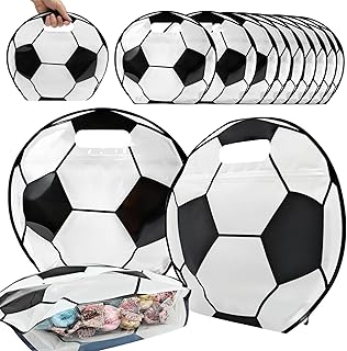 Shintop 30pcs Soccer Snack Bags, Plastic Goodie Bags with Handles Stand-Up Zip Seal Party Favors Pouches for Team Gifts, Game Day Treats, & Celebrations
