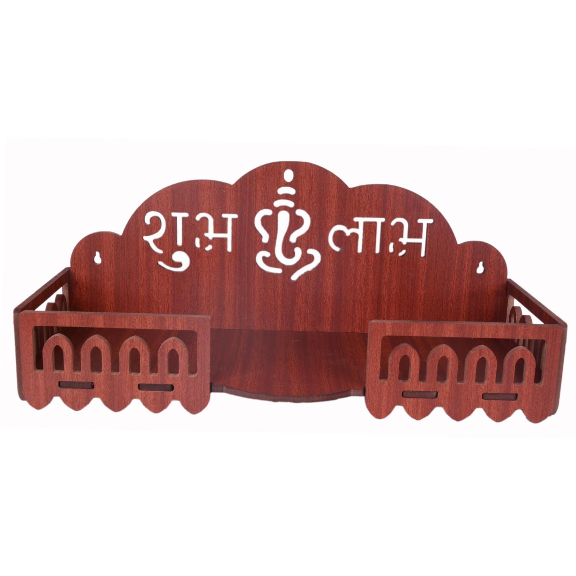 AR ART Beautiful Wooden Polished Temple Wall Mounted (L-16.5, W-6, H-6.5 Inch) (Dark) Style_75