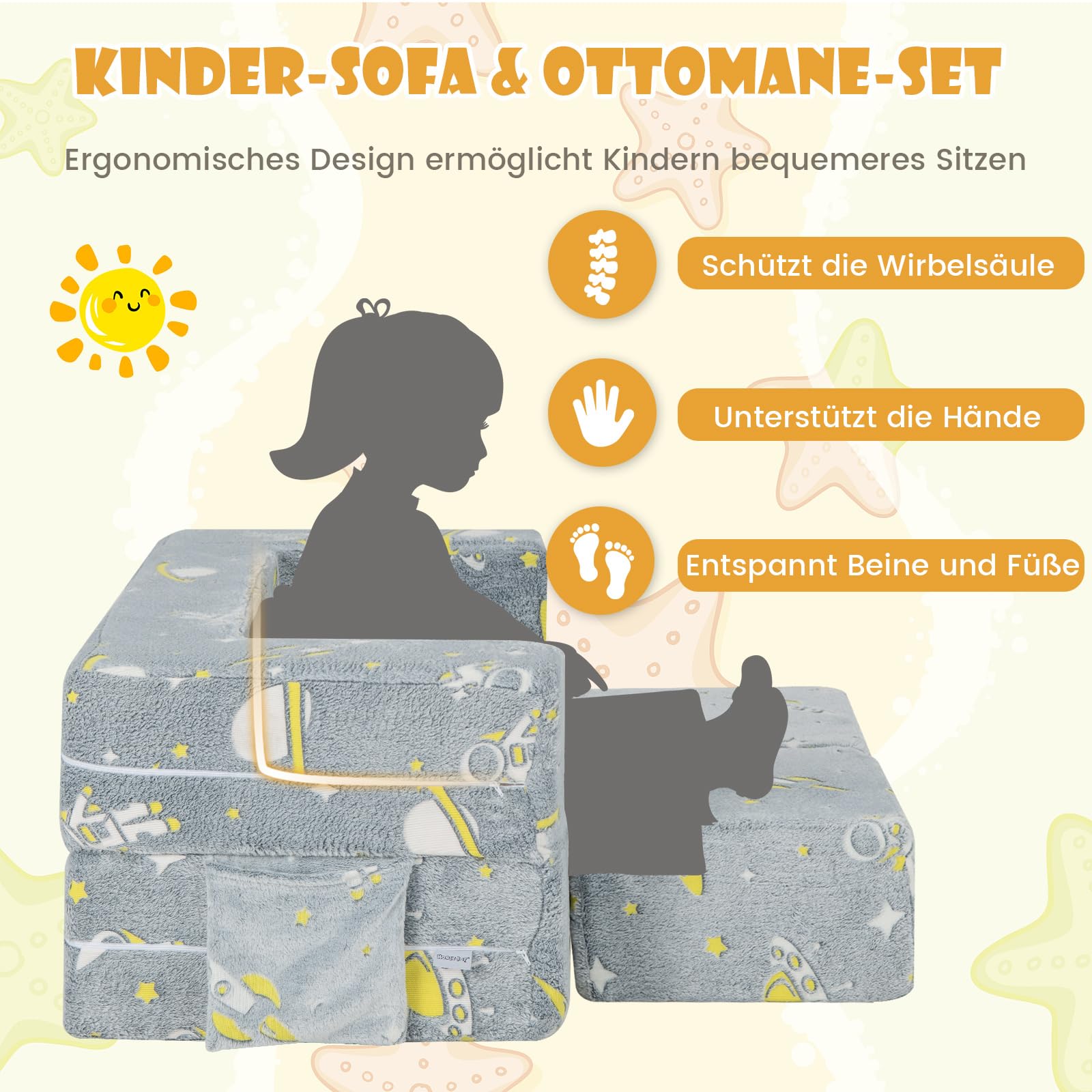 2-In-1 Kinderbank Rond Speelbank Oplichtend In Het Donker Gevoerd Met Afneembare Overtrek Kinderstoel Voor Jongens En Meisjes 3