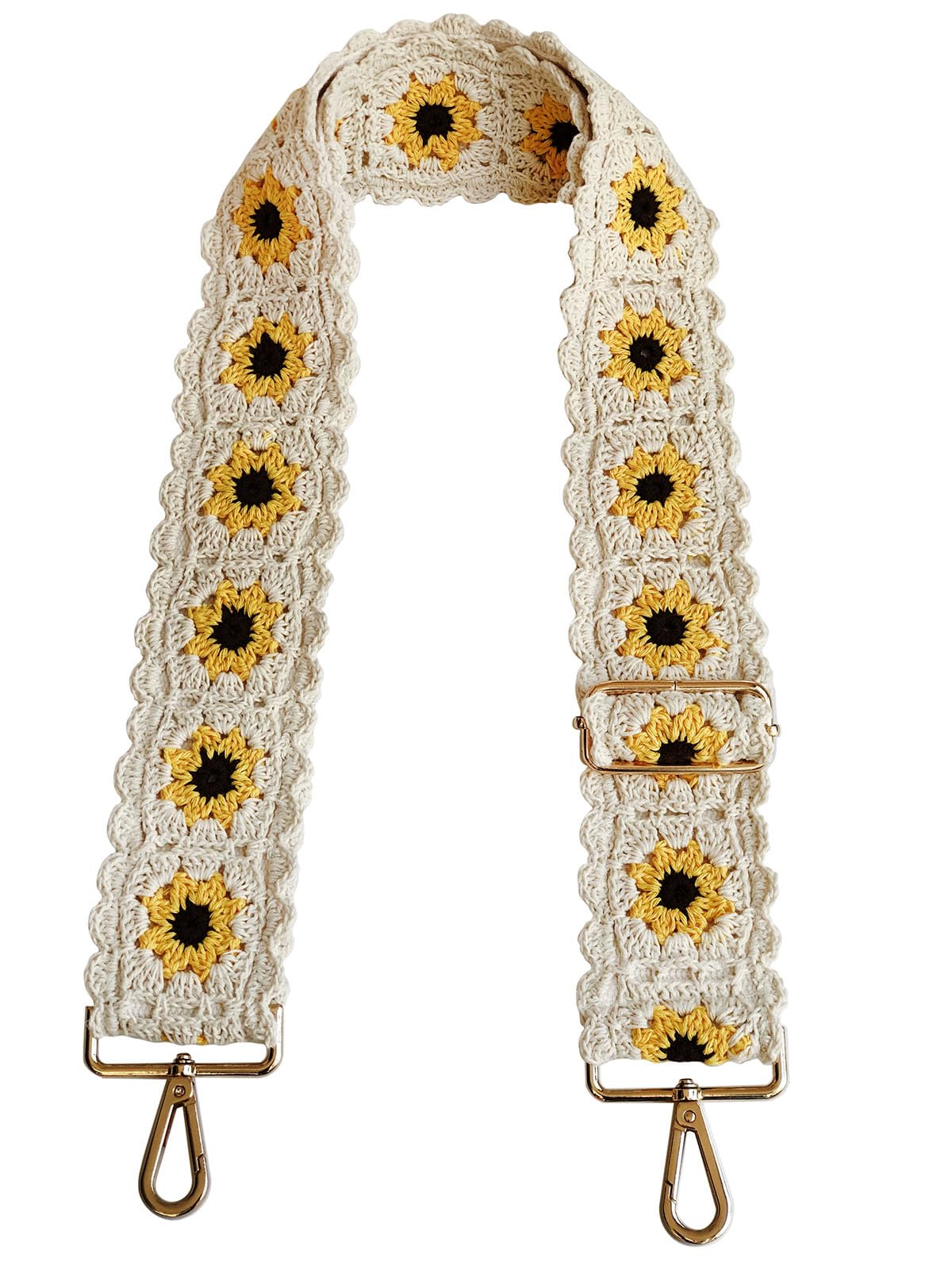 Crochet Floral Purse Straps Replacement Crossbody for Bag Shoulder Strap Women Adjustable Wide Handbag Straps (ivory)