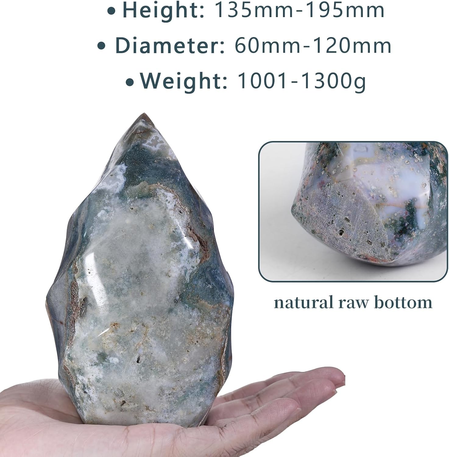 rockcloud Natural Ocean Jasper Crystal Flame Shaped Tower Stone, Irregular Healing Crystal Tower Obelisk for Home Decoration, 2.20-2.86 lb