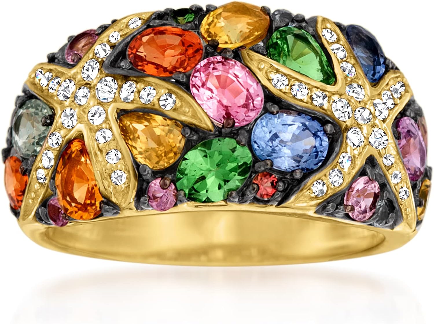 Ross-Simons 3.20 ct. t.w. Multi-Gemstone Starfish Ring With .25 ct. t.w. Diamonds in 14kt Yellow Gold