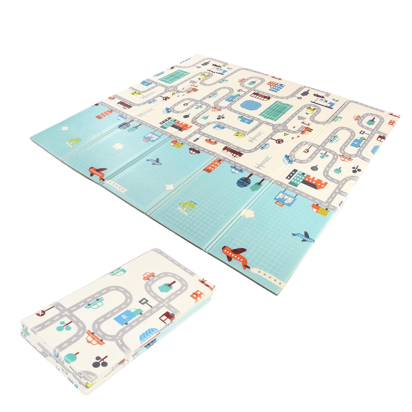 Kids Play Mat, Foldable Lightweight XPE Easy Clean Safe Baby Crawling Mat with Storage Bag for Travel for Home for Beach