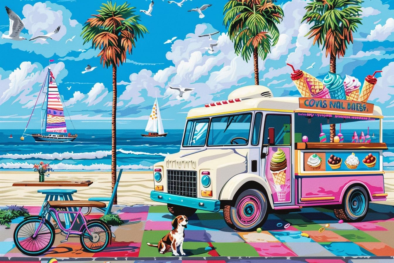 Beach Vacation DIY 5D Diamond Painting by Number Kits,Beach Diamond Art Kit Paint for Adults Full Drill Crystal Rhinestone Picture Arts Craft for Home Wall Decor Gift 18x25 inch