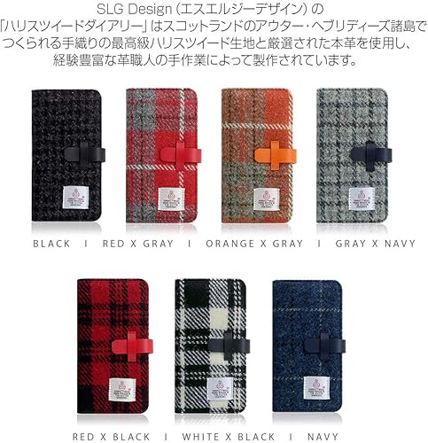 Miniatura 4 de Design Funda para iPhone XR Funda con tapa de cuero genuino Harris Tweed Diary White X Black iPhone Cover Wireless Charging Compatible Producto de