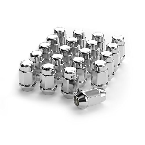 YIZBAP Tuercas de llanta de 12 x 20, 20 tuercas cromadas 12-20 de extremo cerrado, hexagonales de 34 pulgadas de alto para Bronco Mustang Cherokee y