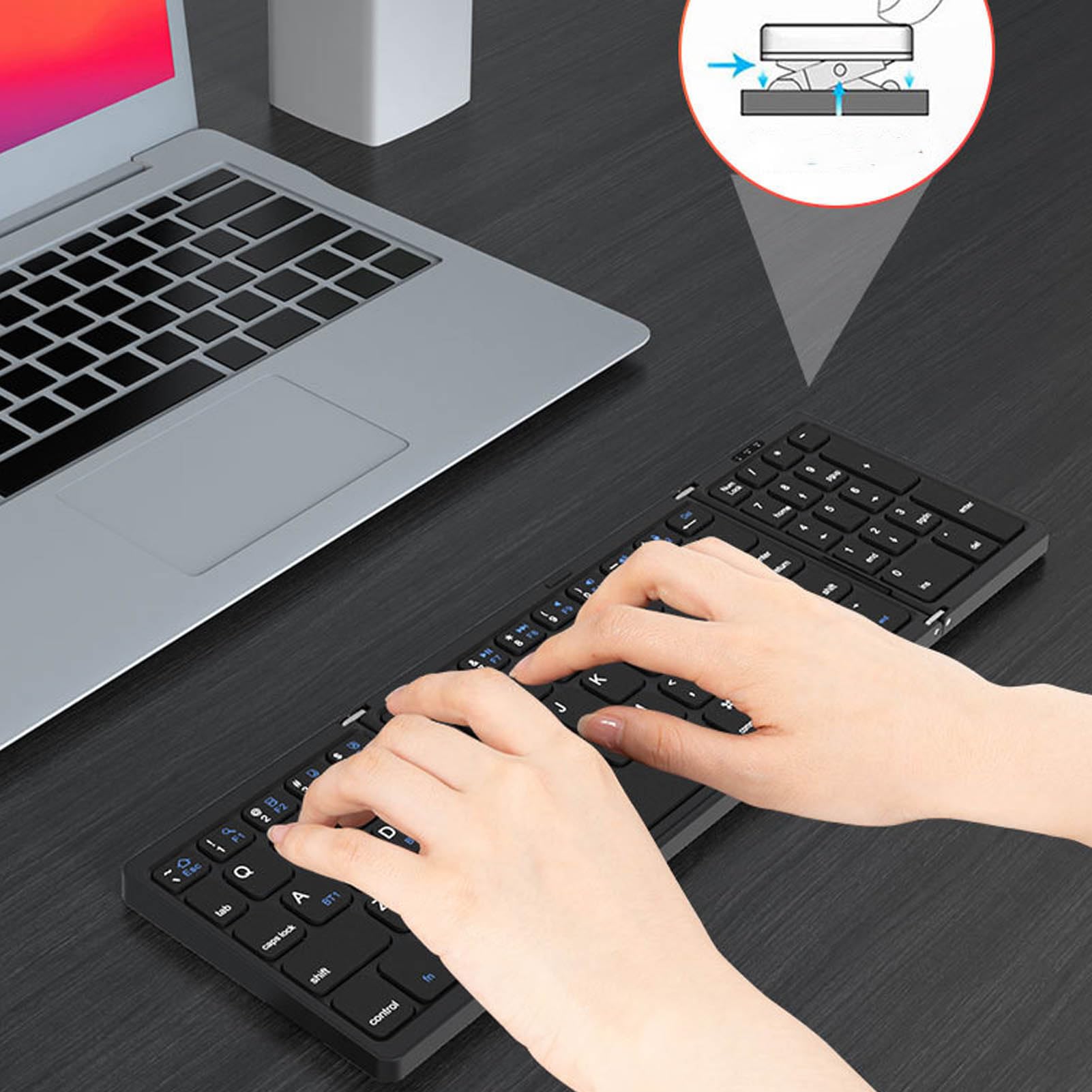 Jectse Tastiera Bluetooth Pieghevole con Tastierino Numerico, Tastiera Wireless e Set Mouse per Tablet Smartphone