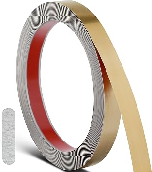 0.4in x 22.97Ft Metal Molding Trim Peel and Stick, Self Adhesive Wall Trim Decorative Mirror Trim for Border, Wall, Mirror Frame, Door, Tile Edge, Furniture Cabinet Tile Edge Moulding