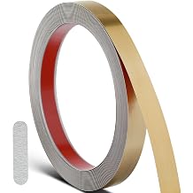 0.4in x 26Ft Metal Molding Trim Peel and Stick, Self Adhesive Wall Trim | Stainless Steel, Easy Install, Mirror Trim for Border, Wall, Mirror Frame, Door, Tile Edge, Furniture Cabinet Tile Edge