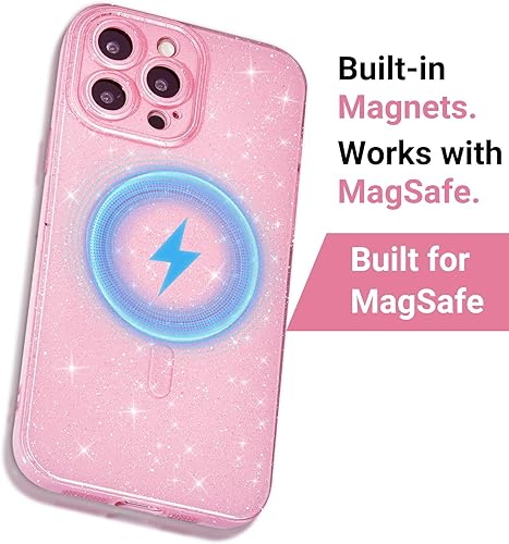 Miniatura 3 de Funda para iPhone 15 Pro con purpurina compatible con Magsafe, bonita funda magnética brillante para teléfono para mujer, deslumbrante brillante y