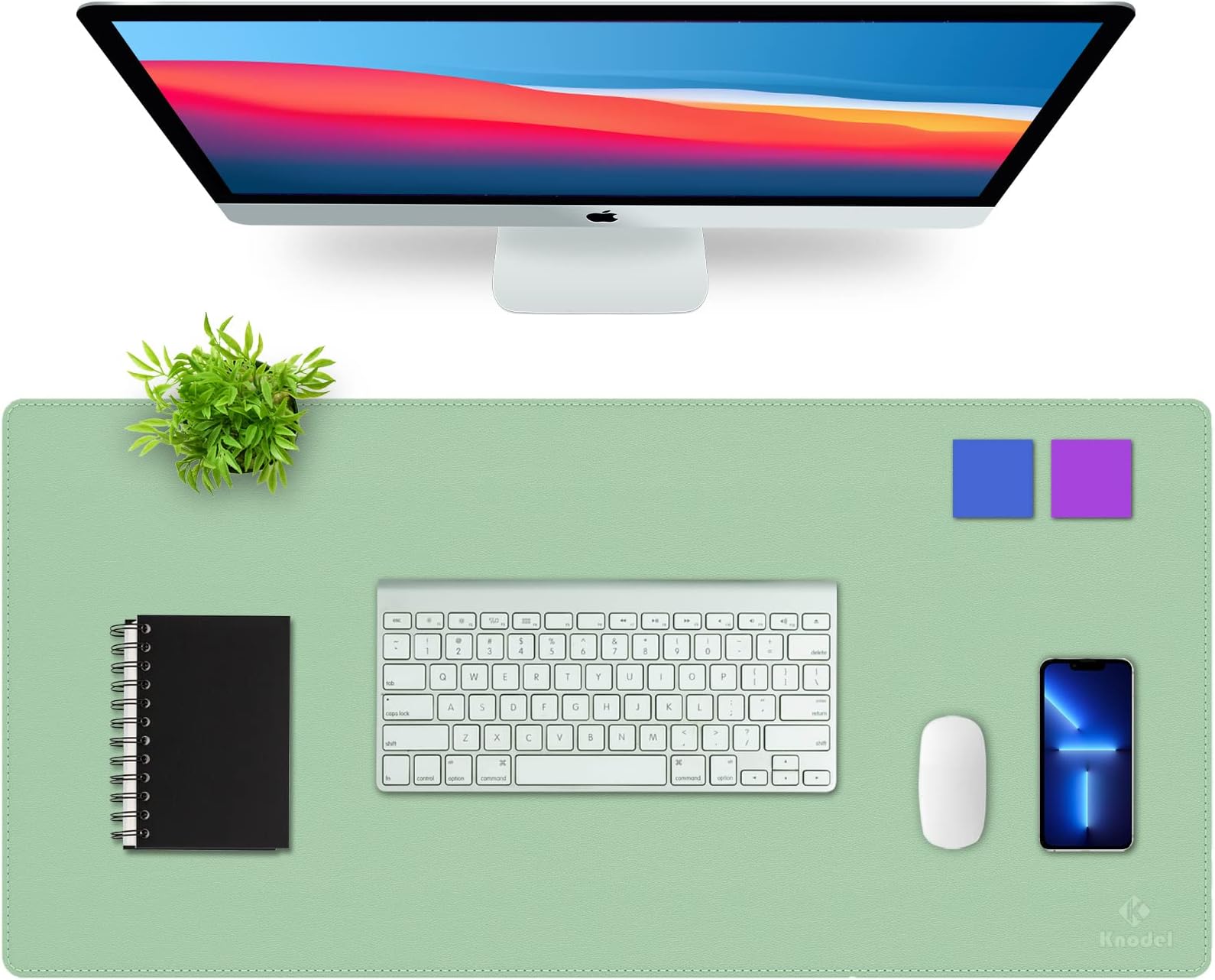 Desk Mat, Blotter, Dual-Sided Office Desk Pad, Waterproof Desk Mat for Desktop, Desk Blotters, PVC Leather Pad Protector (Sharp Green, 35.4" x 17")