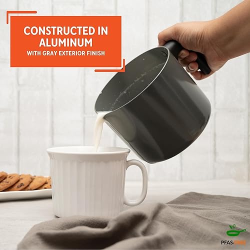 Miniatura 3 de IMUSA Olla de leche antiadherente de cerámica de 1.3 cuartos de galón con boquilla de vertido, cacerola de aluminio sin PFAS para café, salsas,