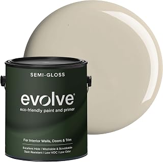 Evolve Interior Paint & Primer, Four Sheens, 1-Gallon & 5-Gallon, Designer Curated Color Palette – One-Coat Coverage, Excellent Hide, Low VOC, Low Odor, Washable Paint for Walls, Ceilings & Trim - Semi-Gloss Sheen (Balanced Beige, 1-Gallon (128 fl. Oz.))