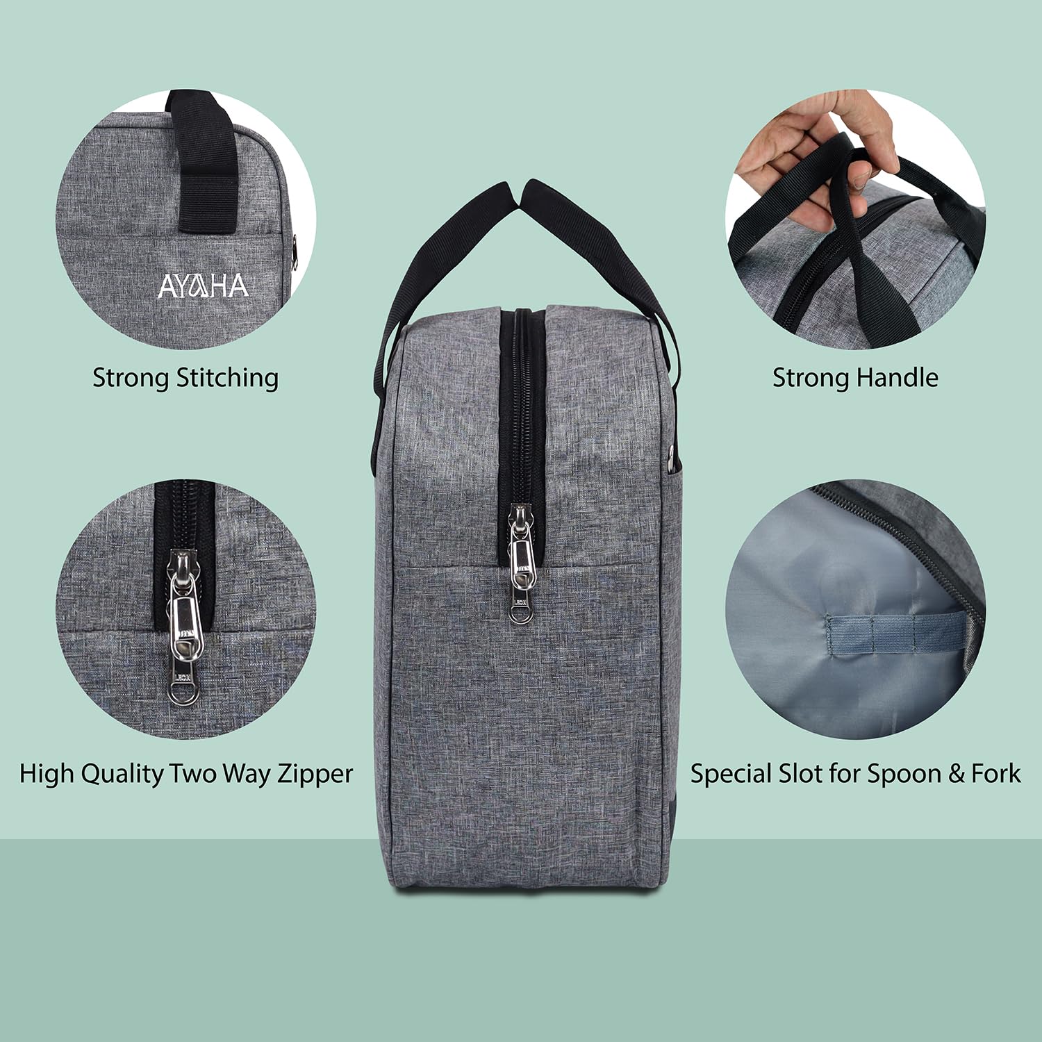 AYAHA Lunch Bag Office Tiffin Bags for Men Women | Travel Lunch Bag for Lunch Tiffin Box & Bottle | Insulated Leakproof Storage Bag for Office & School 1