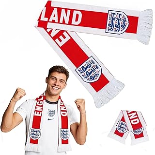 England Football Scarf for 2026 World Cup, Party Decoration Supporters Gear, Ideal for Fans Football Match, Scarf for League Champions, 14X140cm Red and White Perfect Arsenal Gifts