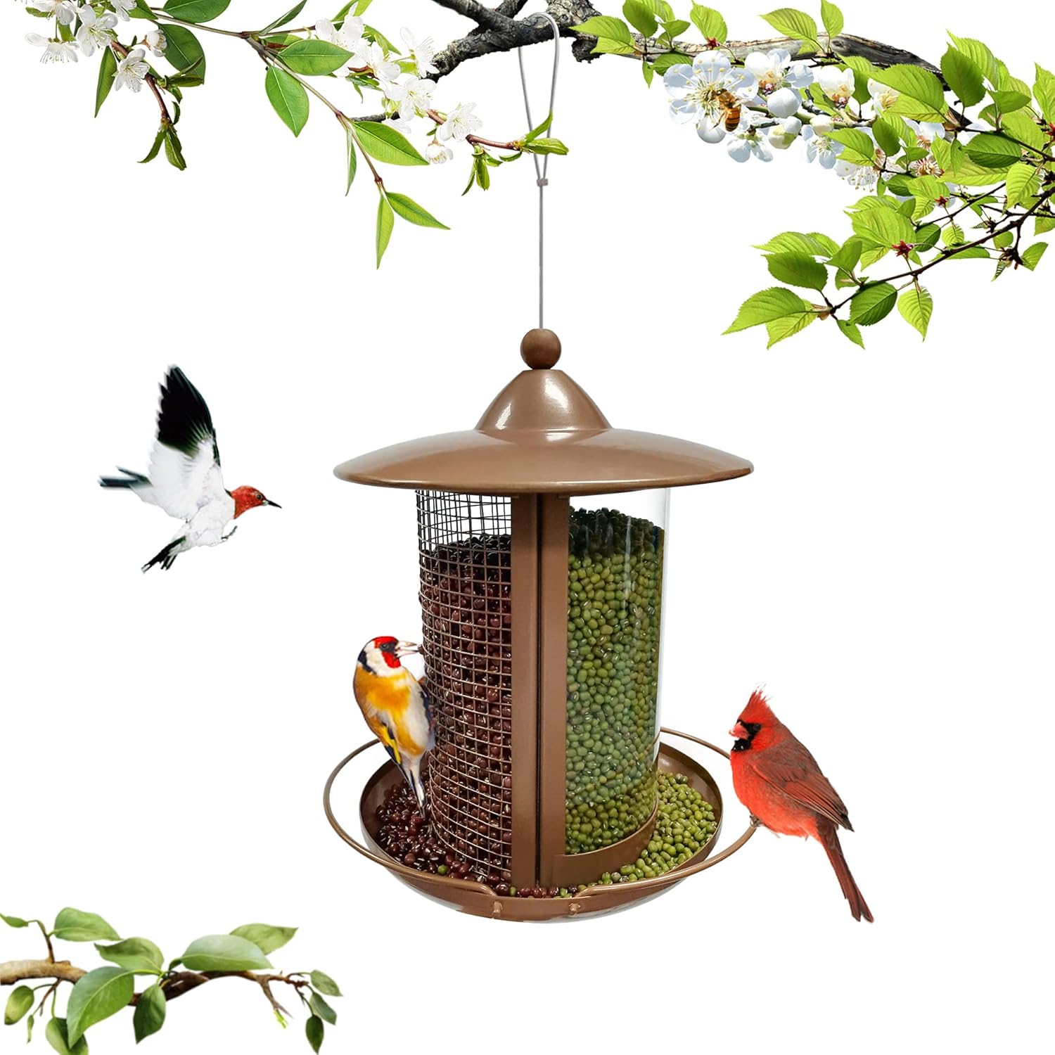 2in1 Outdoor Hanging Bird Feeder for Garden Bird Seed