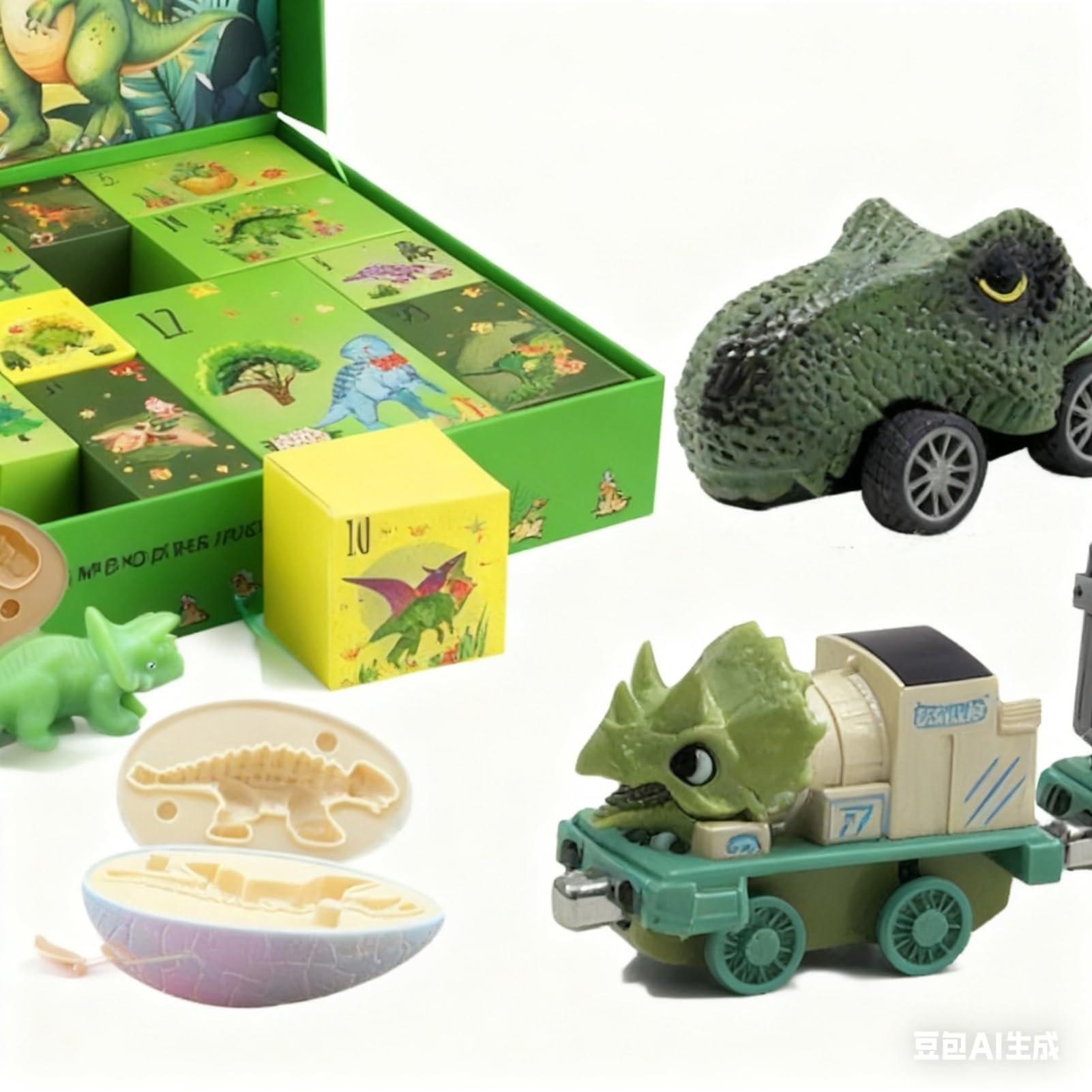 Dinosaurier Adventskalender Weihnachten 2025 24 Tage Spielzeugfahrzeug | Kinder Auto Spielzeug Countdown Kalender für Kinder Sammler Wohnzimmer Schlafzimmer Studierzimmer Partygastgeschenk Winterf
