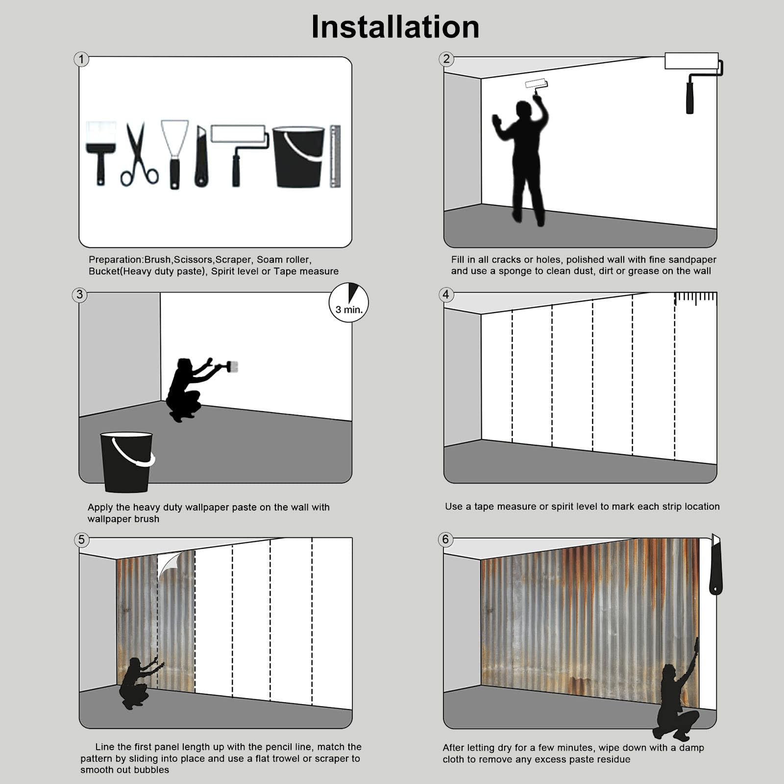 Poster Giganti da Parete Stile Stile Industriale Fotomurale Carta da Parati TNT Murale Grigio Decorazione da Muro,Vecchio Muro Di Metallo Fotografica Murale per Camera Letto Sala 250×175cm