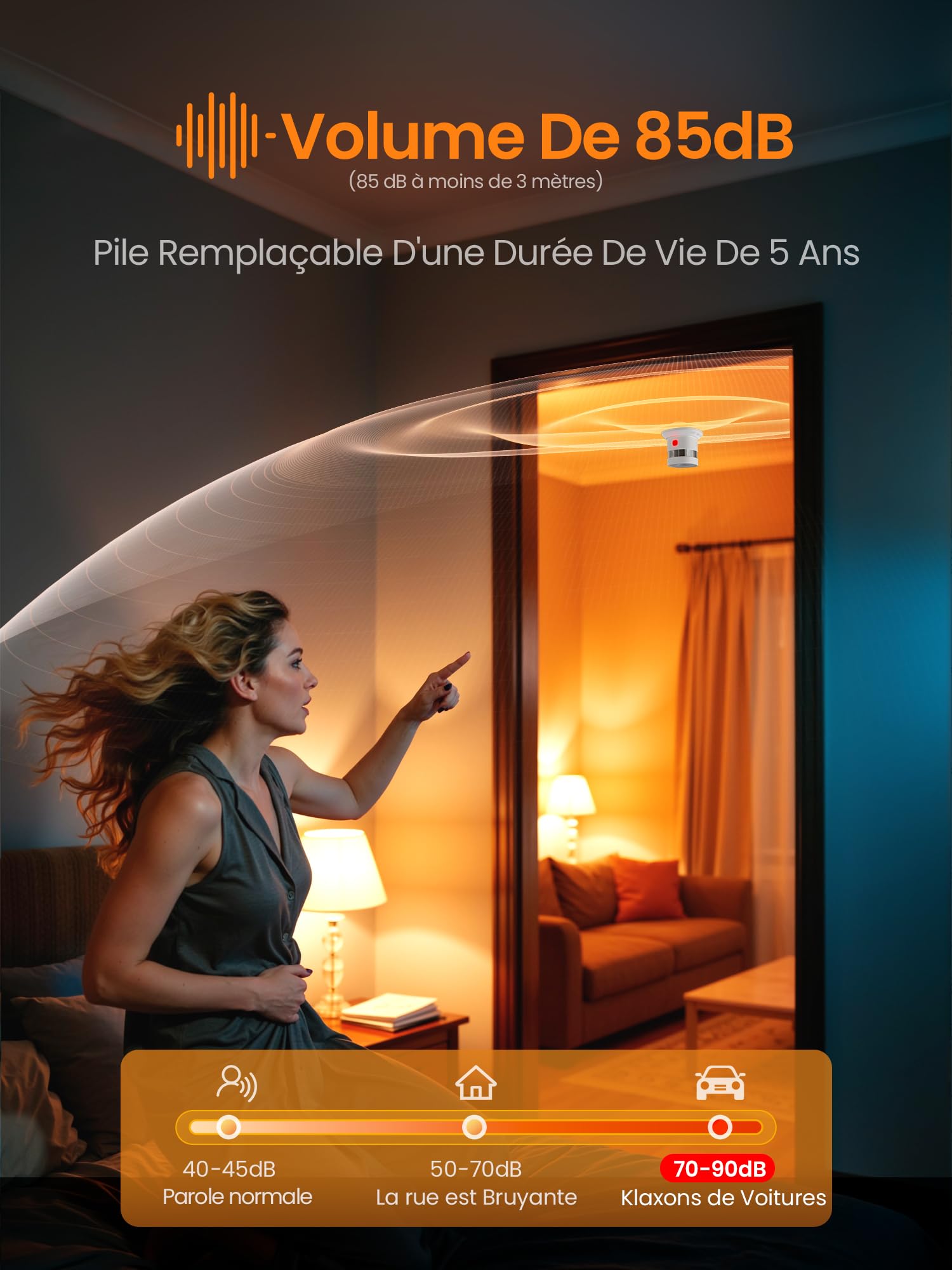 Heiman Detecteur de Fumée Matter Over Thread, avec Fixation Magnétique, Pile Remplaçable 5 Ans, en 14604, 85dB, Hub Requis, pour Apple Home, SmartThings & Home Assistant, HS1SA-M