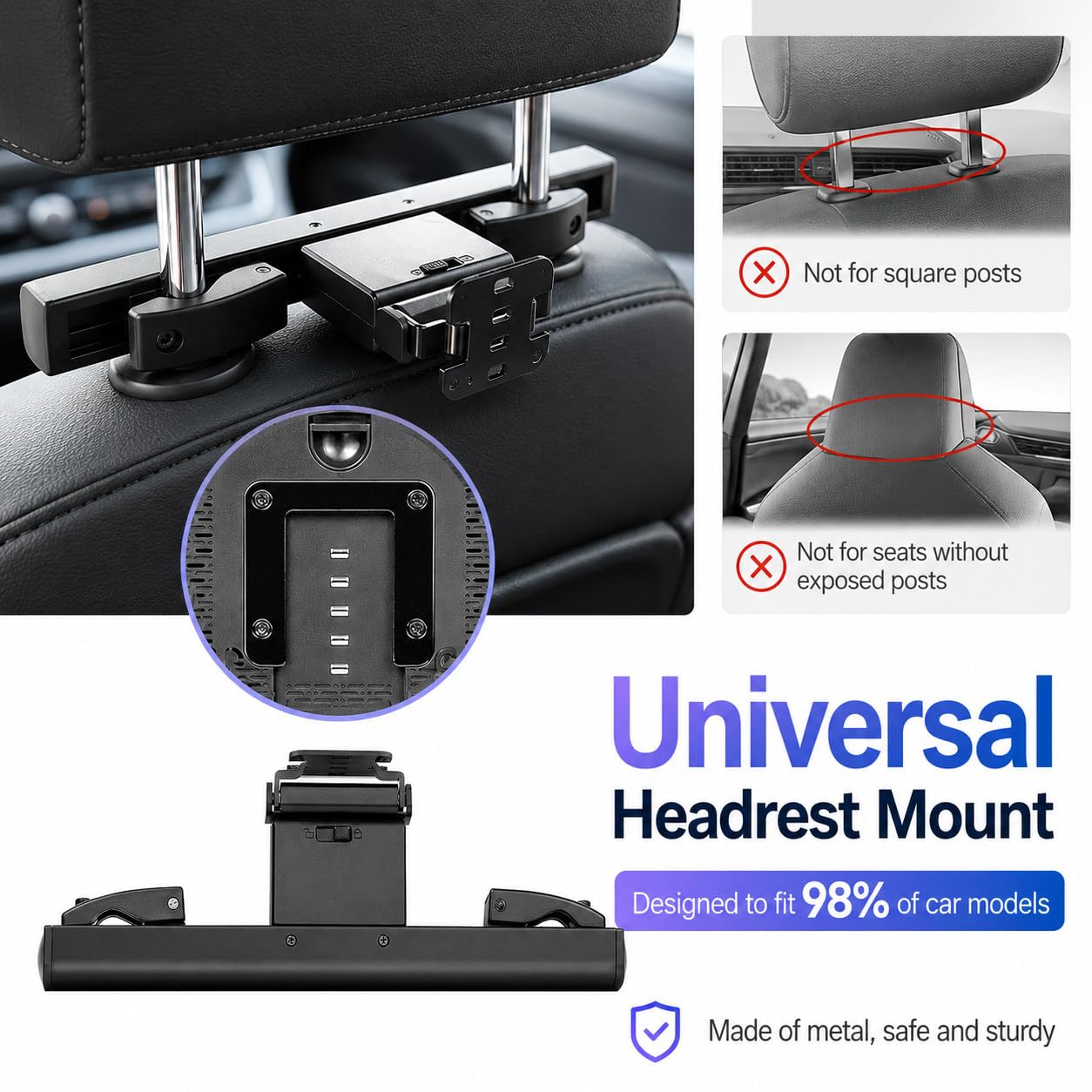 TV Portátil Coche 10.1" Monitor Reposacabezas Vídeo 4K 2PCS