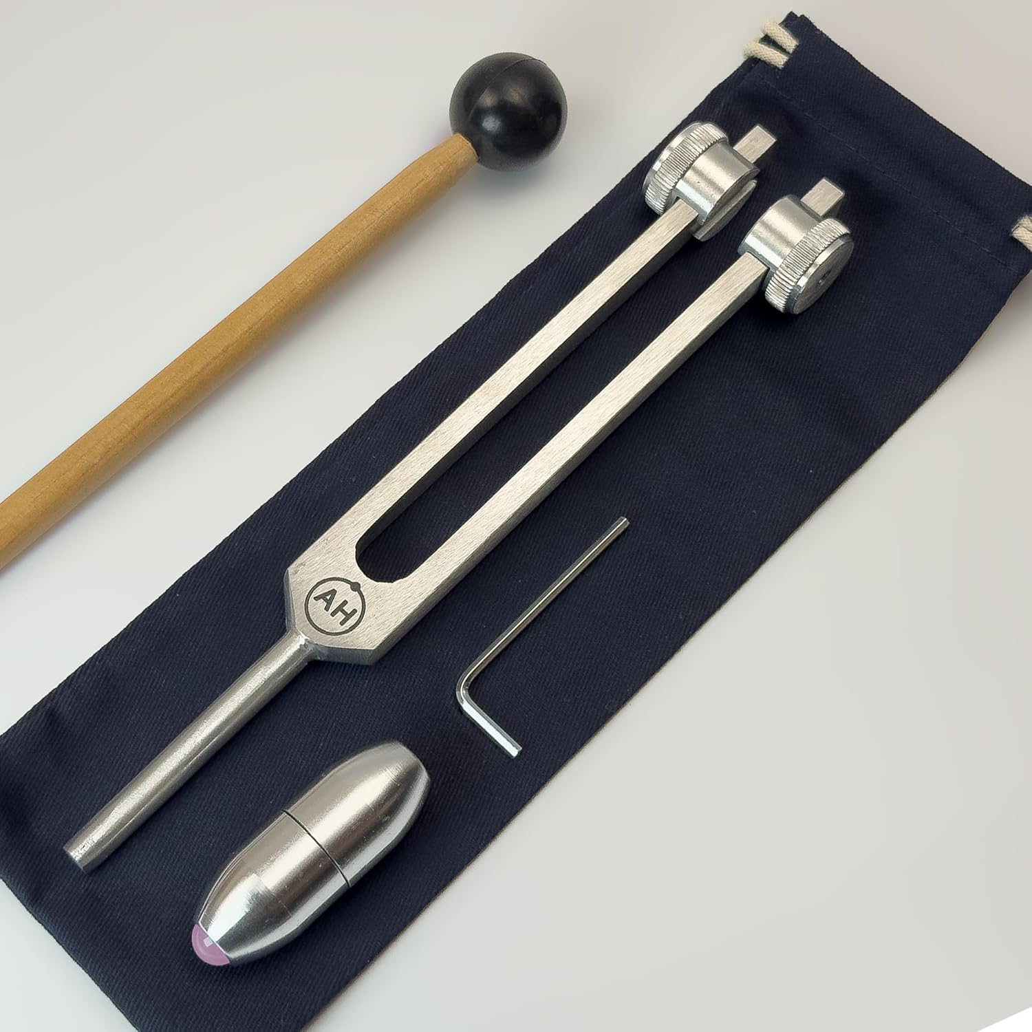 174 Solfeggio Tuning Fork with Rose Quartz Attenuator Attachment – Sound Healing and Biofield Harmonization - Vibration and Crystal Therapy Tools - Gemstone Boot Handle | Silver