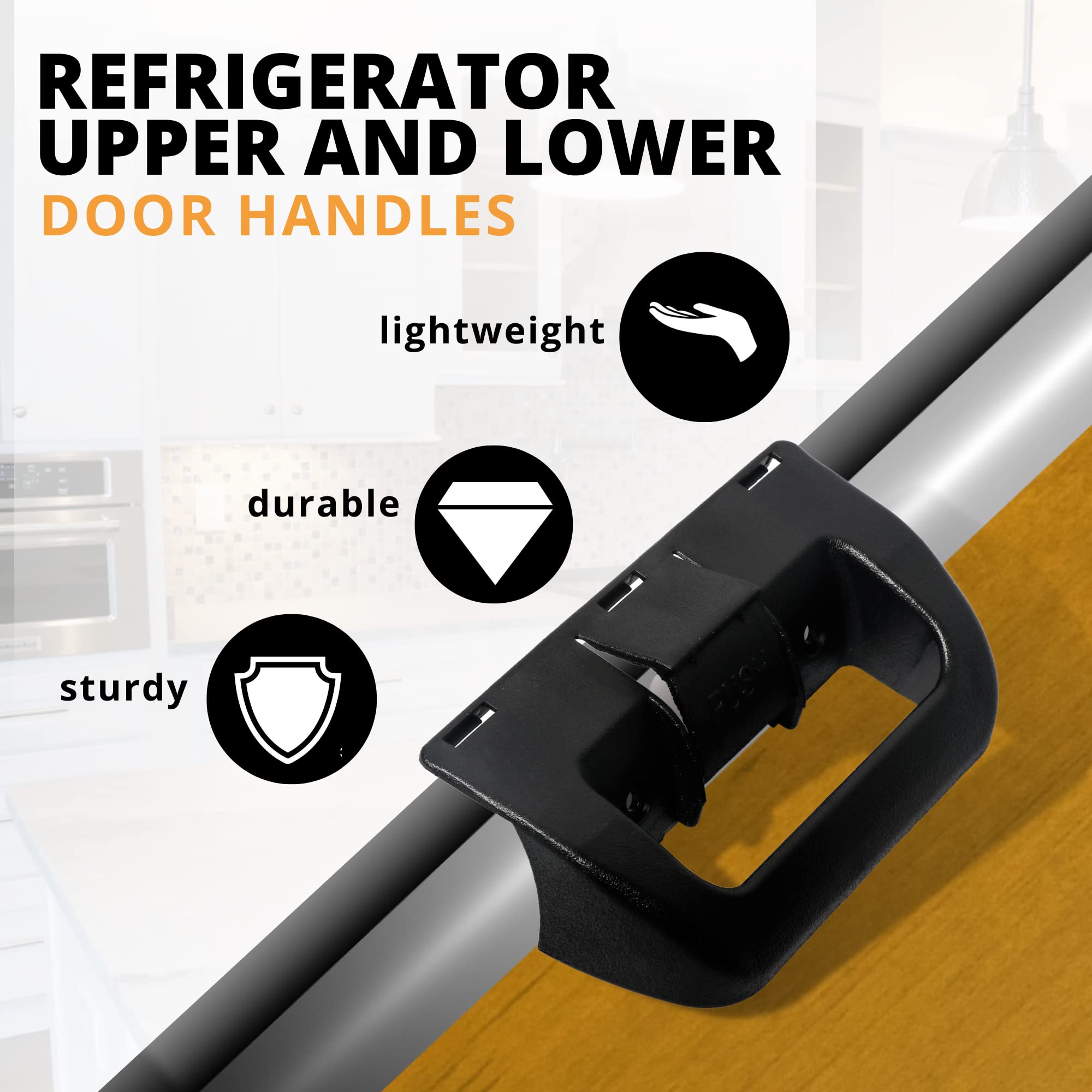 Paquete de 2 manijas de puerta superiores e inferiores negras para refrigerador RV compatibles con puertas superiores e inferiores Dometic para refrigerador, DM2652, DM2852, DM2862, DM2662 y 7