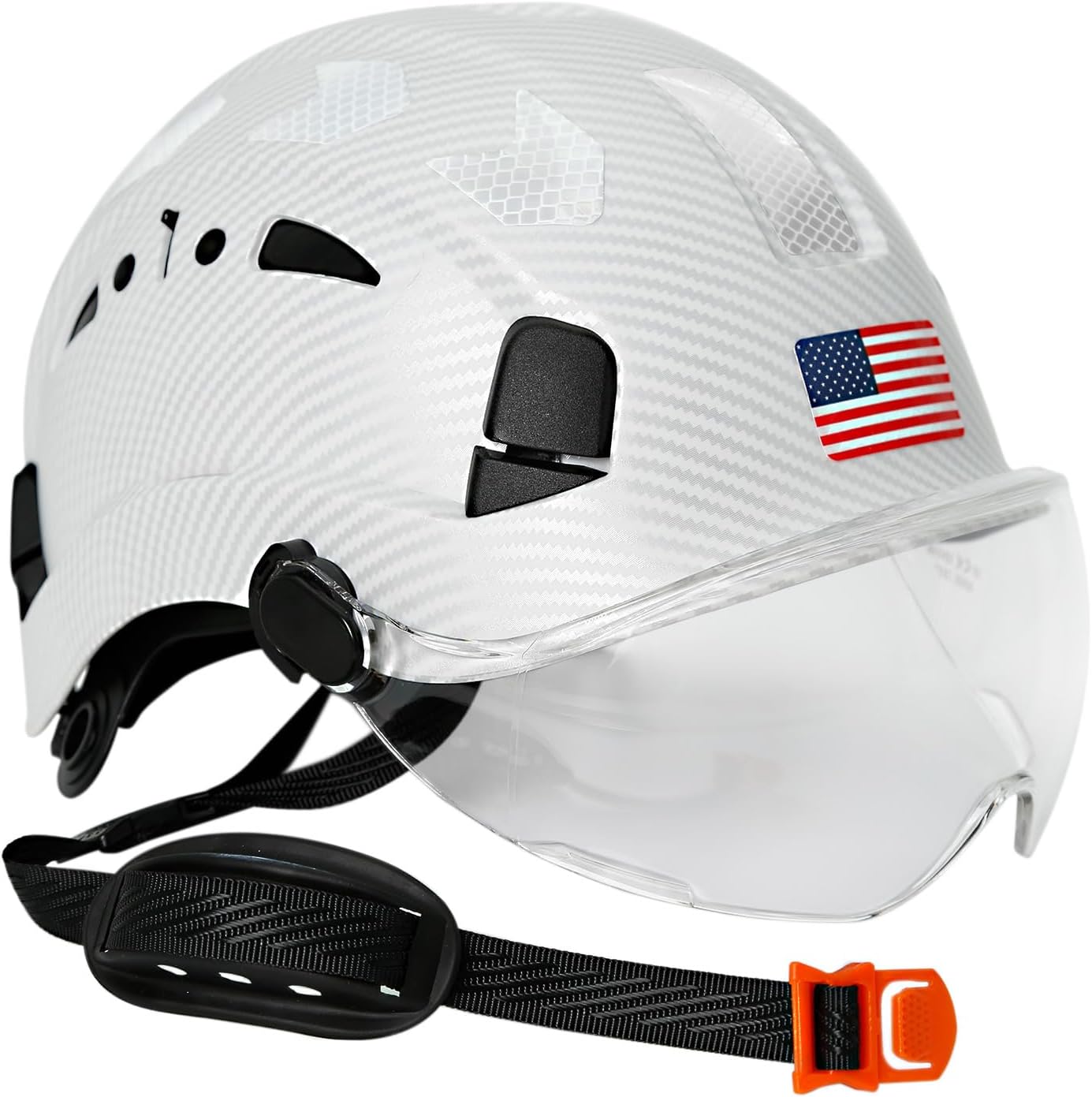 Carbon Fiber Pattern Hard Hats - Construction OSHA Approved Hard Hat,ANSI Z89.1 Type 1 Class C Adjustble Vented Safety Helmet for Men Women,6-Pt Suspension Low Profile Hard Hat with Chin Strap Cascos