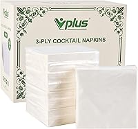 Vista 8 de Vplus Paquete de 100 servilletas de cóctel de papel, servilletas de bebidas de 3 capas, servilletas cuadradas doradas desechables, perfectas