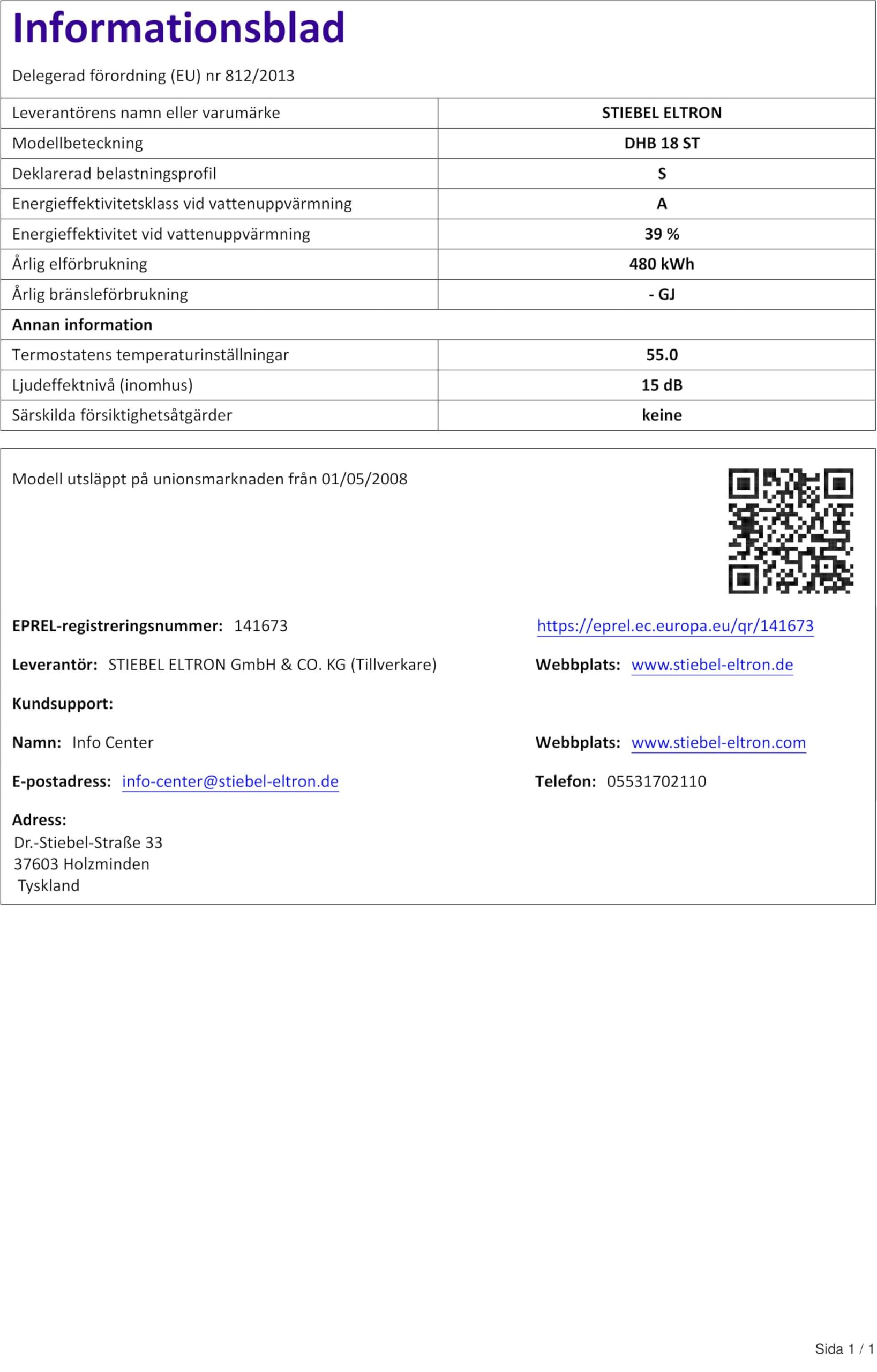 STIEBEL ELTRON elektronisch gesteuerter Durchlauferhitzer DHB 18 ST, 18 kW, druckfest, 3 Anwendungssymbole, 227608