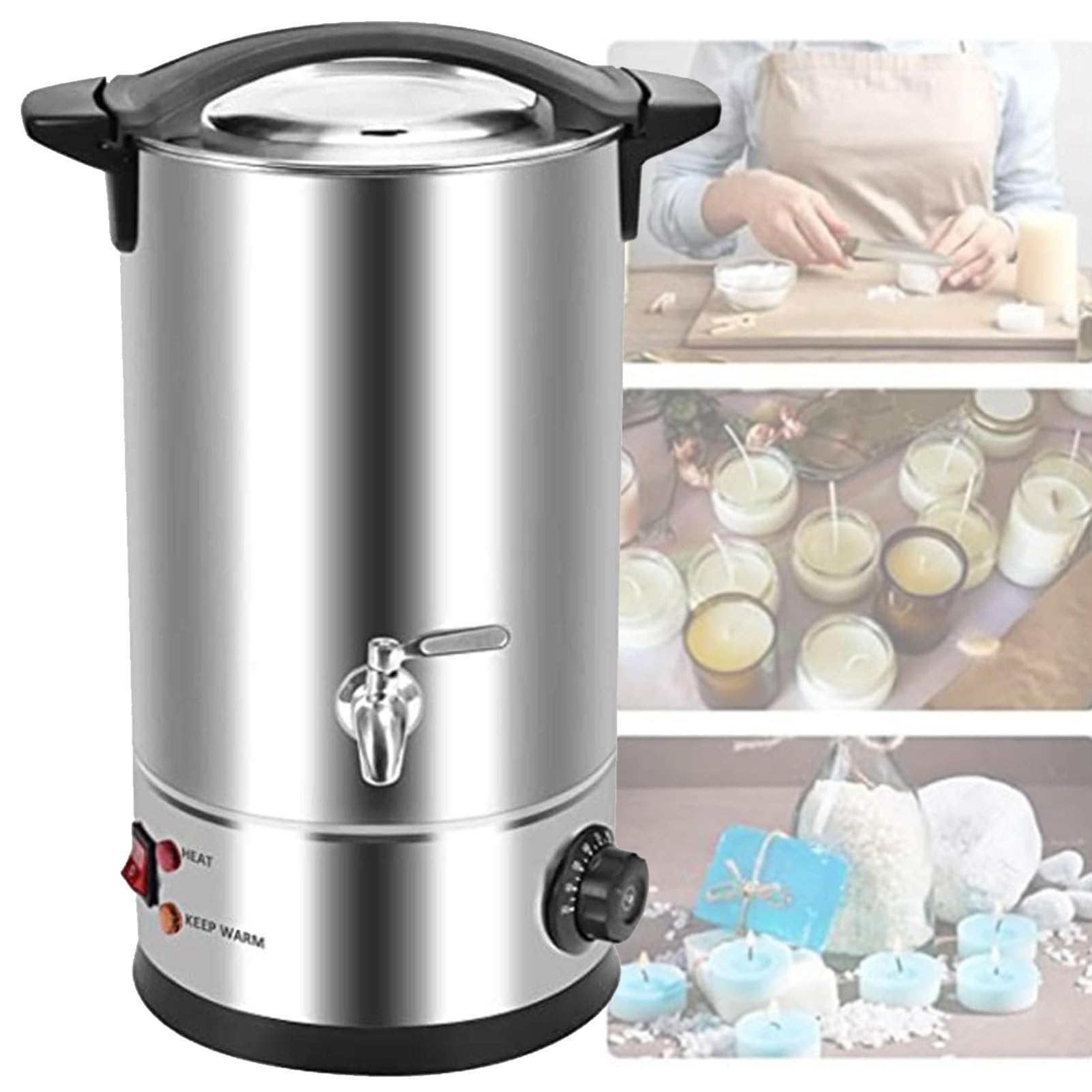 Wachsschmelztiegel zur Kerzenherstellung, 25 l/35 l/45 l Kerzenschmelzer mit Schnellausgießer und Temperaturregelung, elektrischer Gießtiegel für die Heim- und Geschäftsproduktion von Kerzen,25L