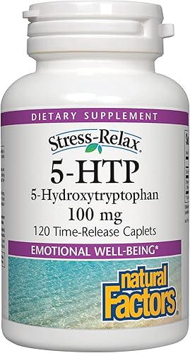 Miniatura 1 de Natural Factors, Stress-Relax 5-HTP 100 mg, suplemento de grado farmacéutico, apoya el sueño y el bienestar emocional, 120 unidades (paquete de 1)