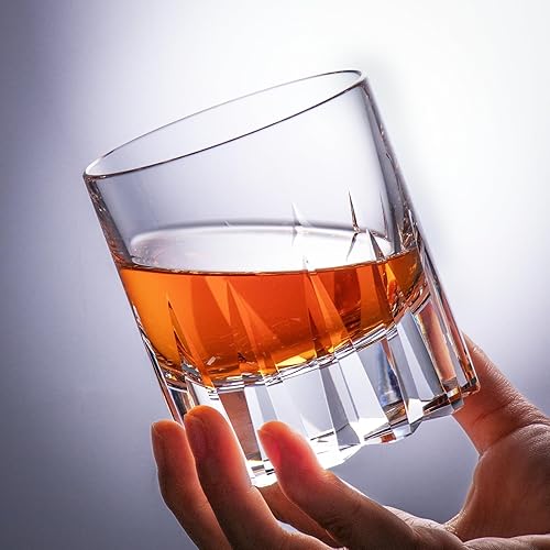 Miniatura 3 de KAMMAK K9 - Juego de 2 vasos de whisky de cristal, hechos a mano de 7.78 onzas, sin tallo, vasos de cóctel soplados a mano de lujo, taza escocesa