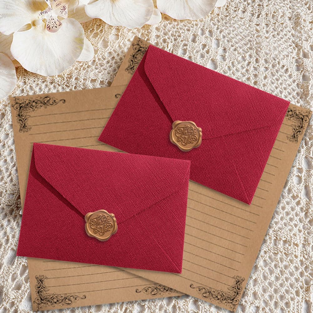 Carta da Lettera Elegante Vintage con Buste e Adesivi Sigillo di Cera - 10 Pezzi