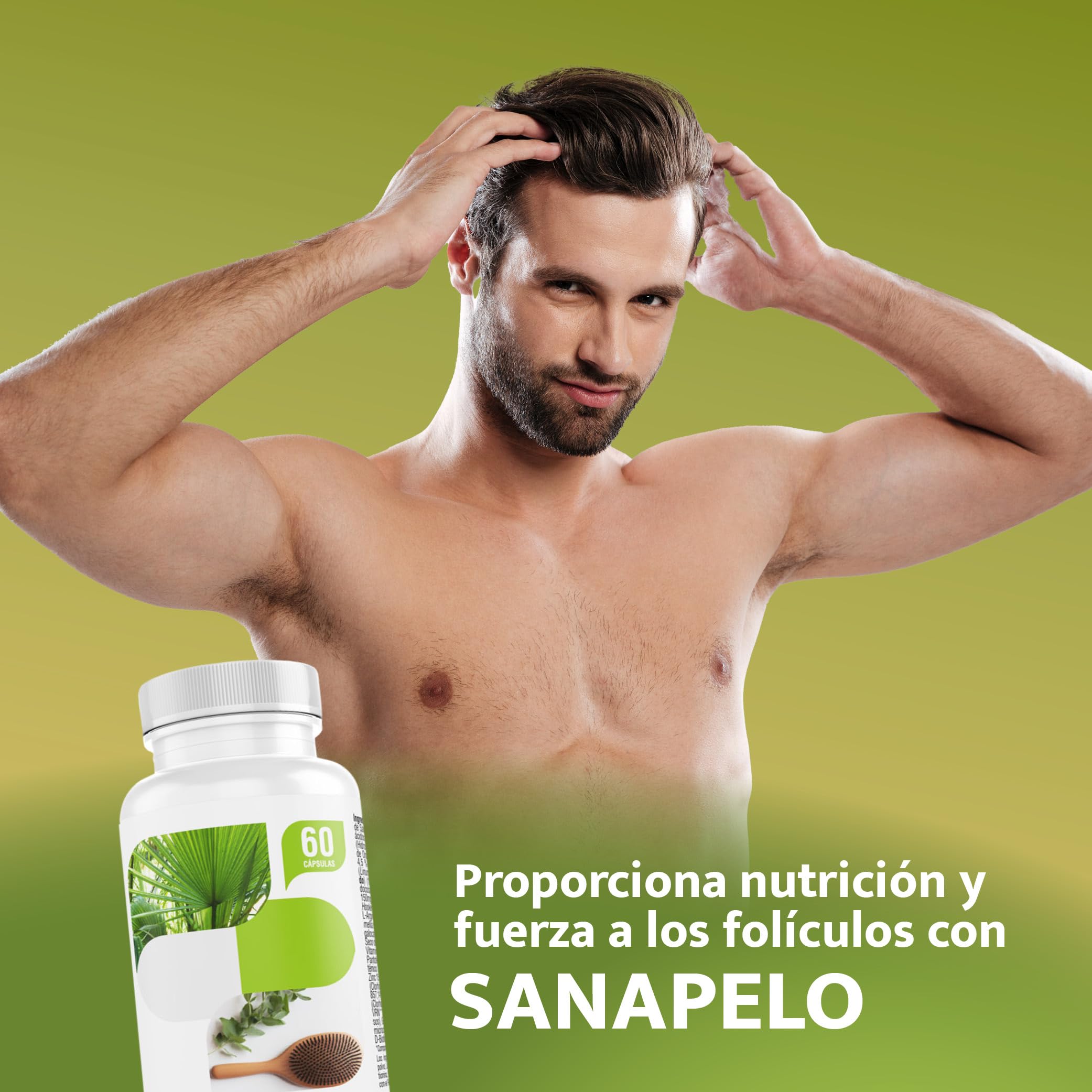 Sanapelo–Cápsulas Anticaída pelo|Con Saw Palmetto,Biotina,Zinc | Pygeum Africanum,Té verde-Ayuda a fortalecer el pelo,evitar la caída y mejorar la circulación-SANACAPS(3 Botes)