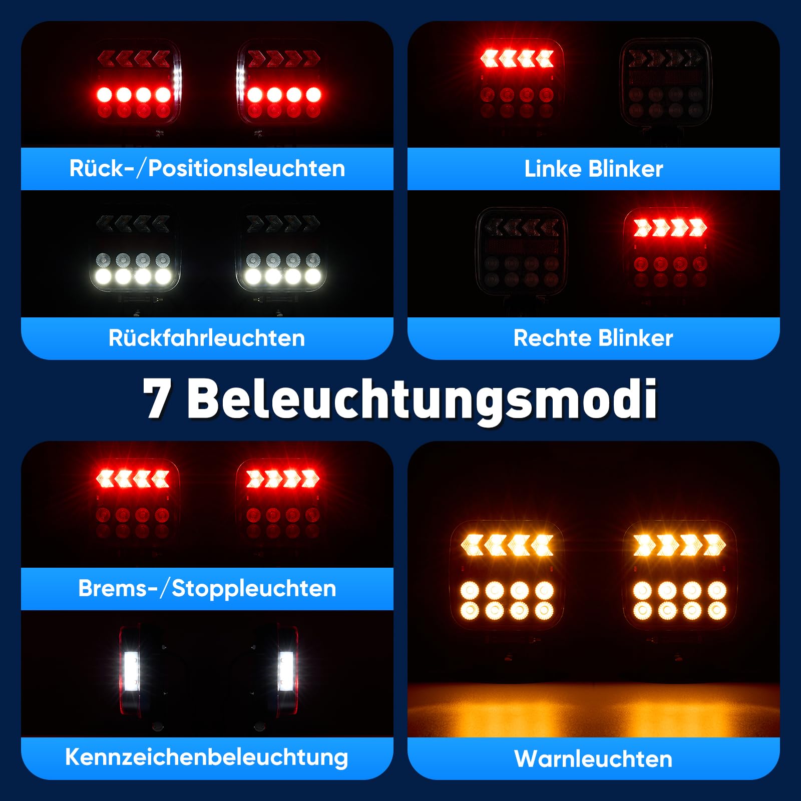 BlumWay Magnetische kabellose Anhängerleuchten, verbessertes 2,4GHz-Sender mit 3000mAh-Akku, Beleuchtungsset für Lkw, Boot, Wohnmobil, Fahrzeuge, Übertragungsreichweite bis zu 30 Meter, IP67