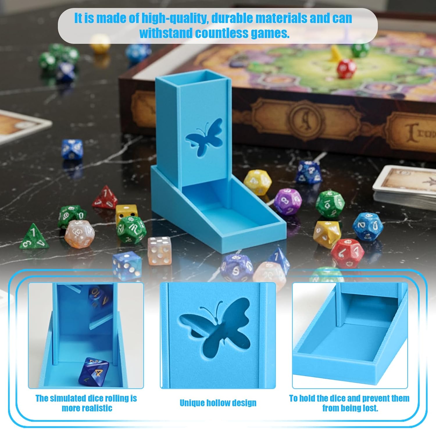 Foldable Mini Dice Tower for D&D, RPG & Tabletop Games Portable Dice Roller Design, Foldable Dice Storage Box Perfectly Fits Board Game Accessories and Gifts (style4)