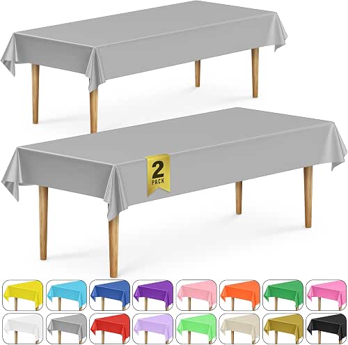 DecorRack 2 Rectangular Tablecloths, BPA-Free Plastic, 54 x 108 Inch,
