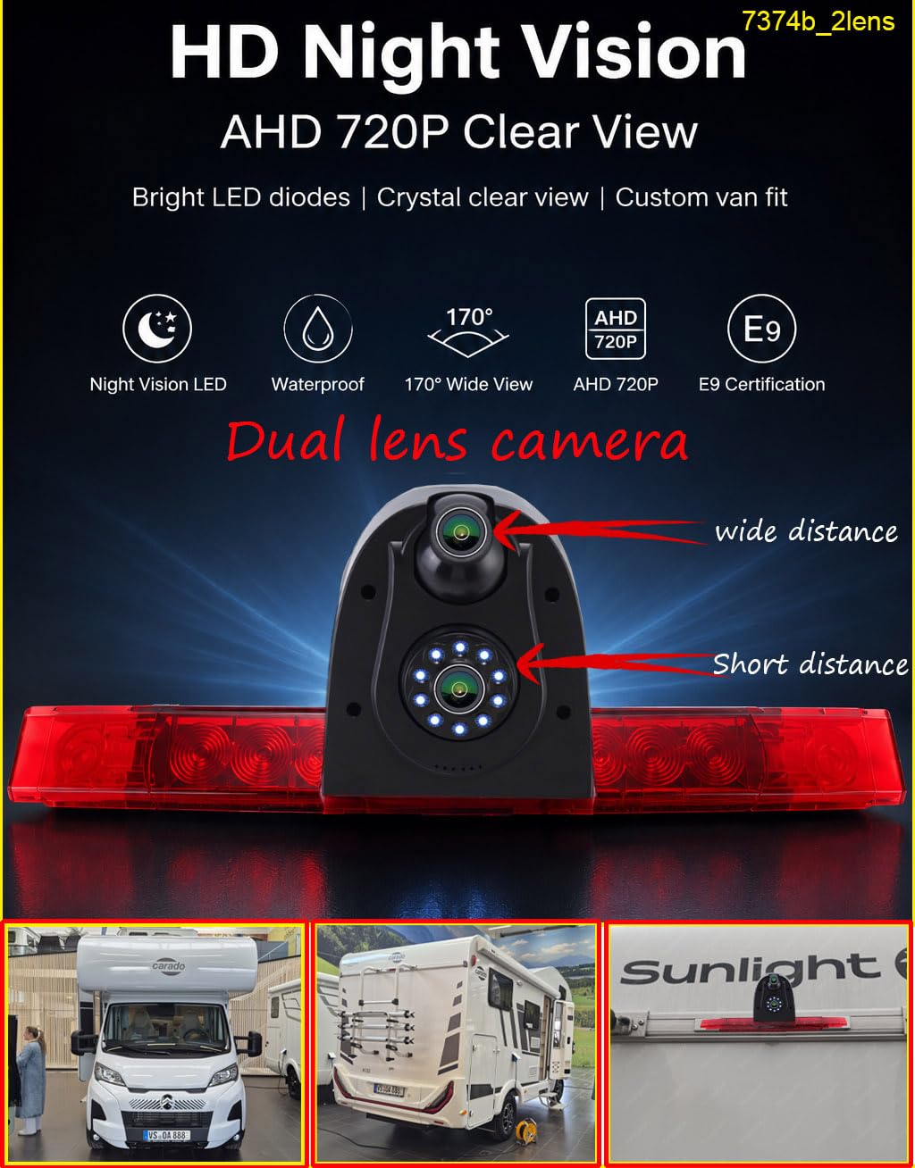 Podwójna kamera cofania kompatybilna z Carado/Sunlight T68 Knaus Laika